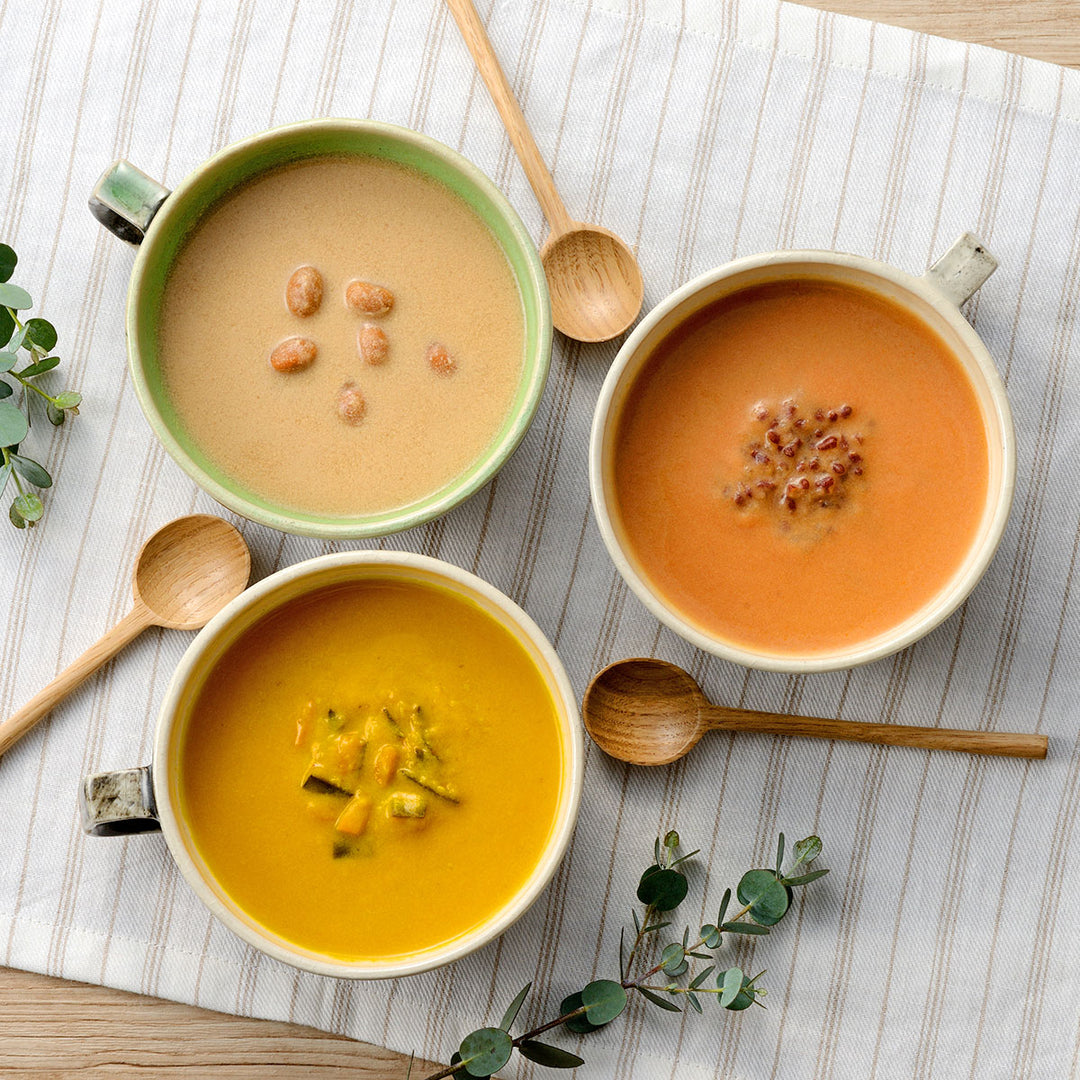 長いもと津軽りんご(大豆入り) - 青森野菜の豆乳スープ