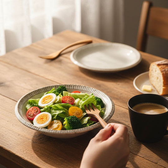 【美濃焼】渕錆粉引 カフェ風サラダボウル